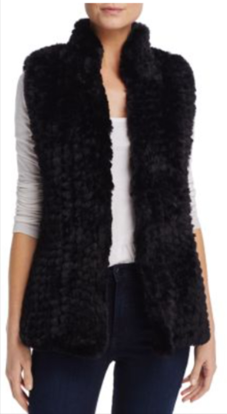 AQUA Women's Black Faux Fur Vest Small 2-8